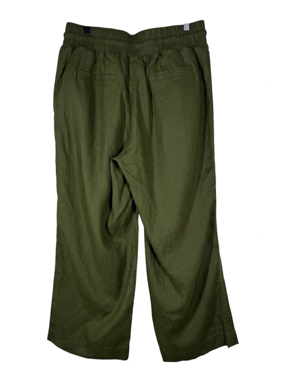 Quince 100% European Linen Wide Leg Pants Olive Green Travel Vacation Large